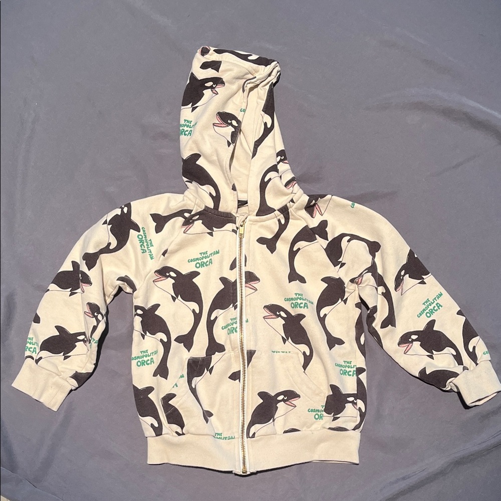 Mini Rodini Cream Orca Print Hoodie